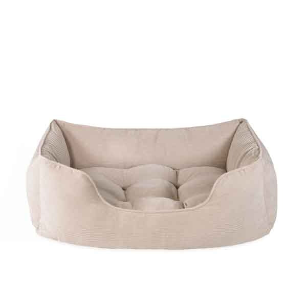 40 Winks Cord Square Bed Beige Dog Bed