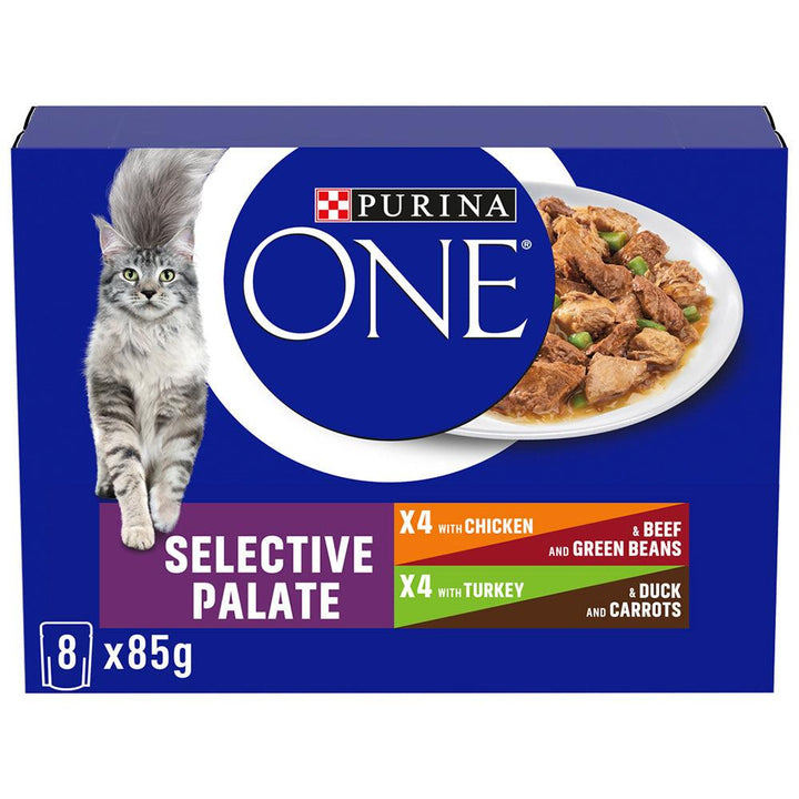 Purina One Adult Cat Food Chicken and Beef / Turkey &amp; Duck 8x85G - Ormskirk Pets