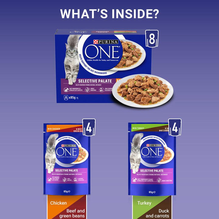 Purina One Adult Cat Food Chicken and Beef / Turkey &amp; Duck 8x85G - Ormskirk Pets