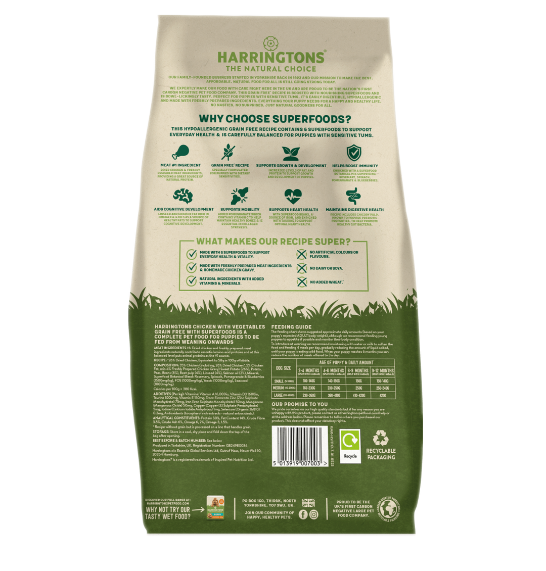 HARRINGTONS COMPLETE PUPPY SUPERFOODS GRAIN FREE CHICKEN & VEG 1.7KG