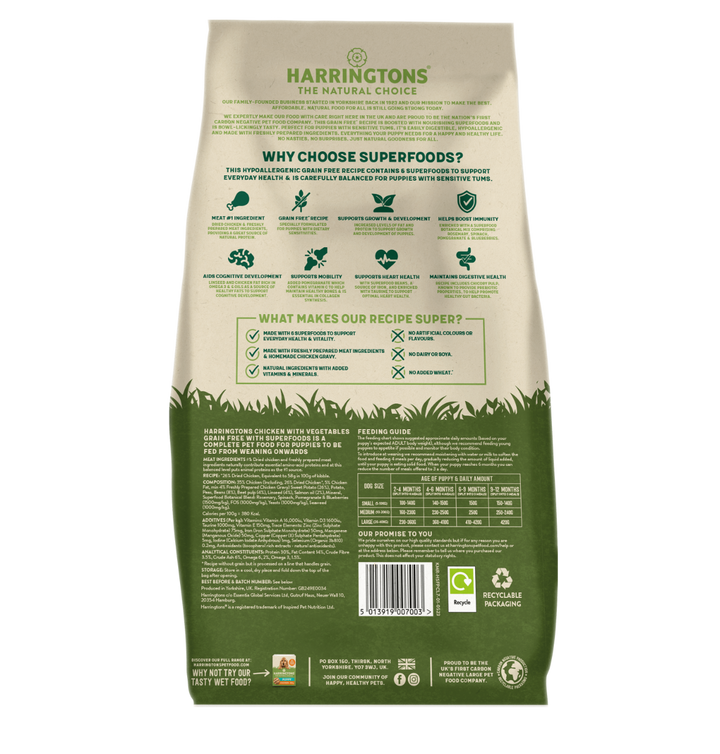 HARRINGTONS COMPLETE PUPPY SUPERFOODS GRAIN FREE CHICKEN & VEG 1.7KG