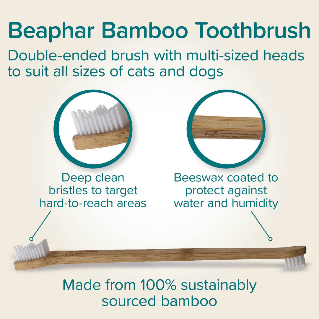 Beaphar Double Ended Bamboo Toothbrush For Cats And Dogs