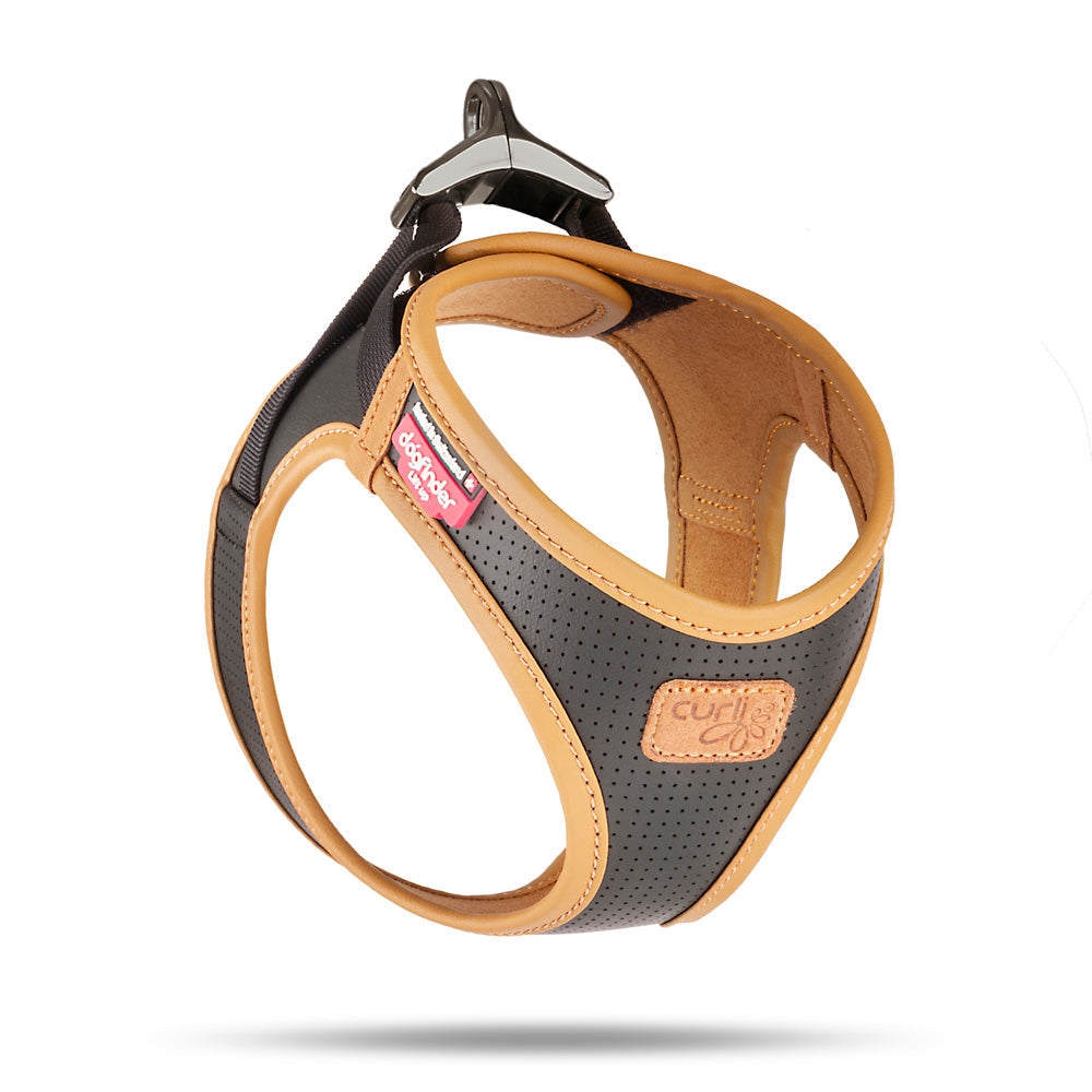 Curli Apple Leather Dog Harness Black