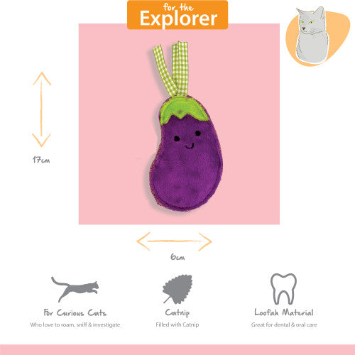 Tabby Patch Catnip Aubergines 2pk
