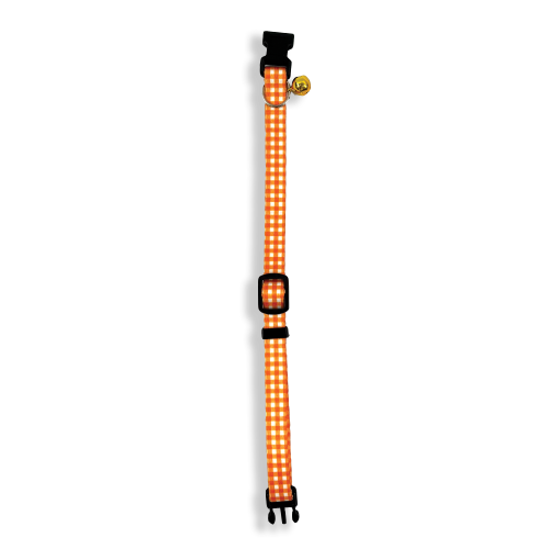 Tabby Patch Orange Check Cat Collar