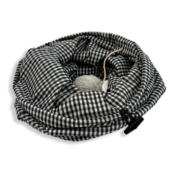 Tabby Patch Black Check Cat Tunnel