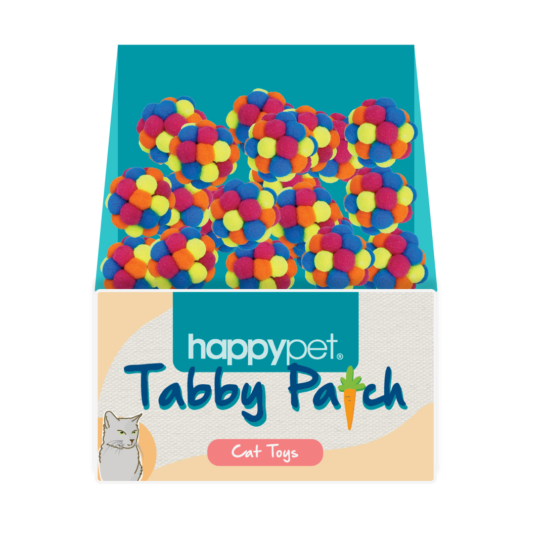 Tabby Patch Pom Pom Balls Cat Toy Assorted Single