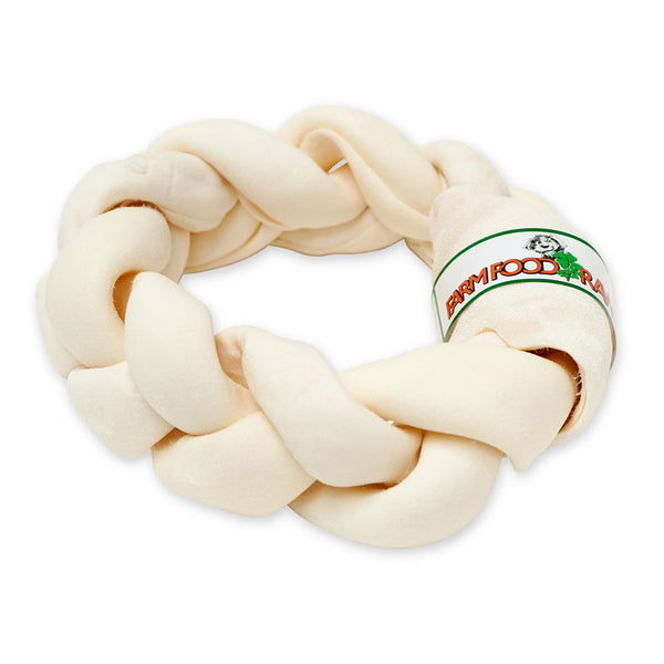 Farm Food Rawhide Dental Braided Donut Small