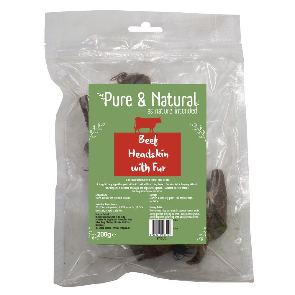 Pure & Natural Beef Headskin With Fur
