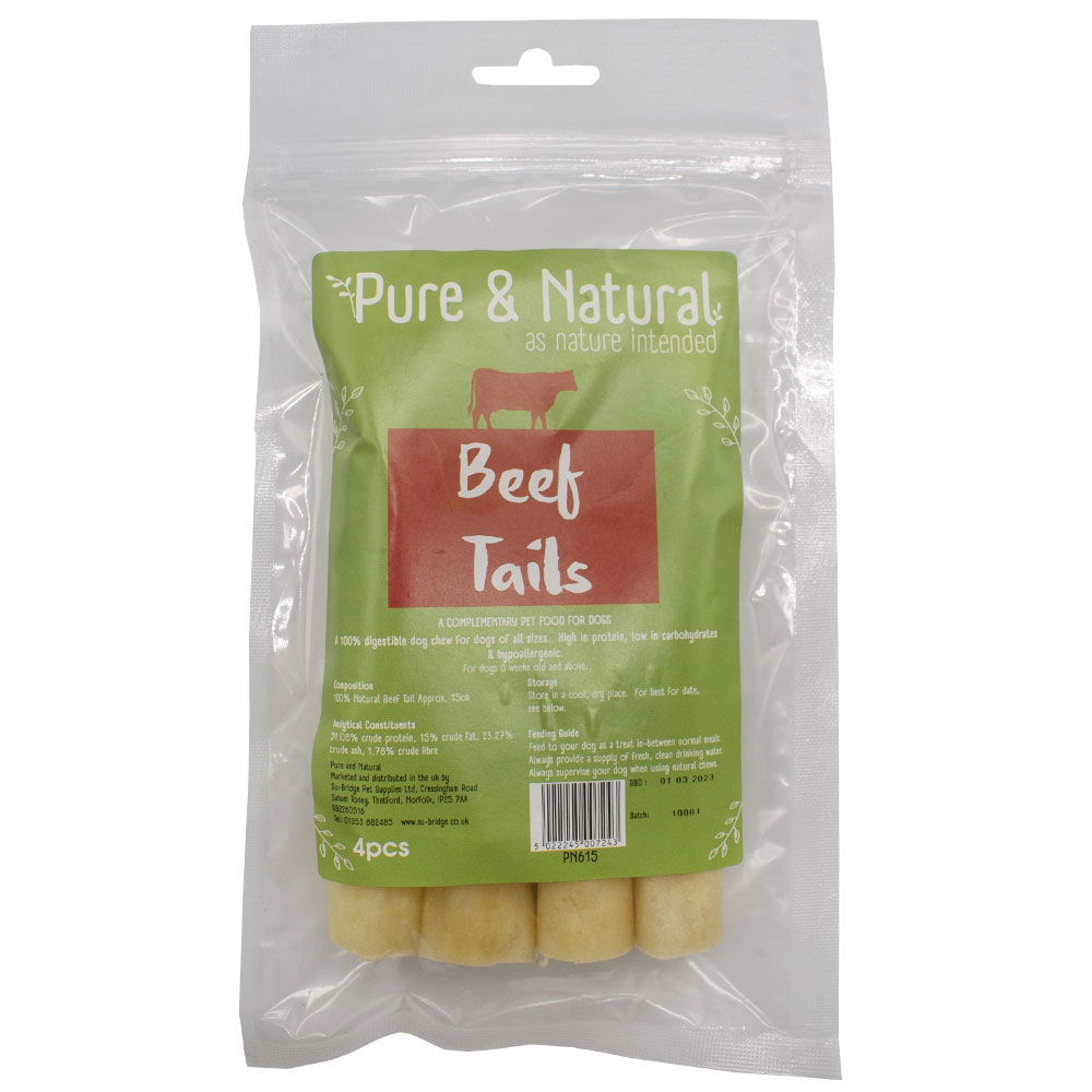 Pure & Natural Beef Tails 15cm 4pk