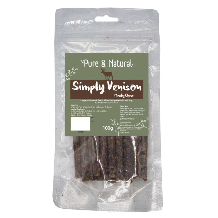 Pure &amp; Natural Meat Sticks Venison 100g