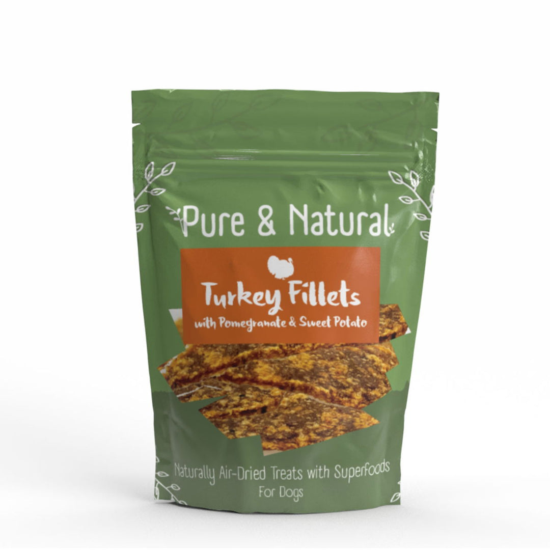 Pure & Natural Air Dried Turkey Fillets Treats with Superfoods Pomegranate & Sweet Potato 100g