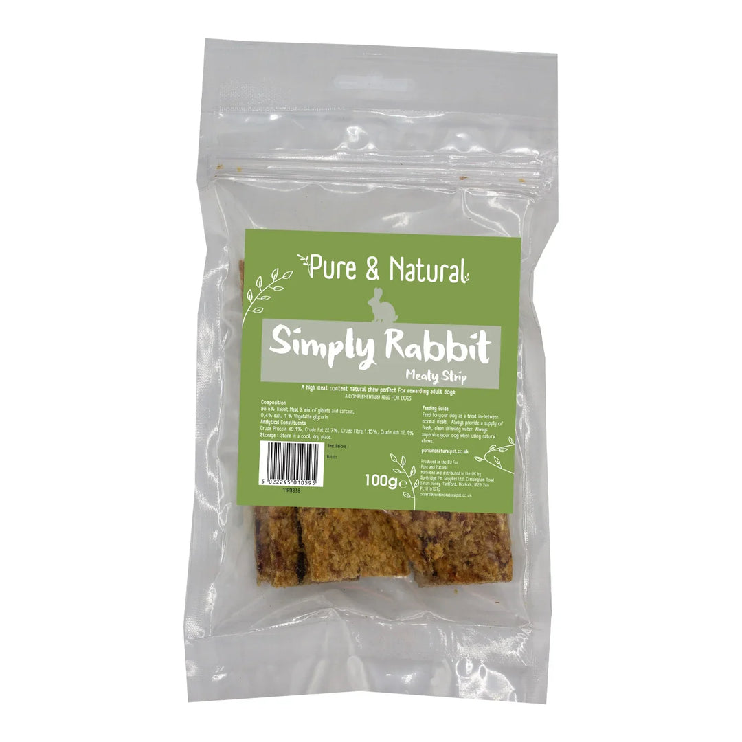 Pure & Natural Meat Strips Rabbit 100g
