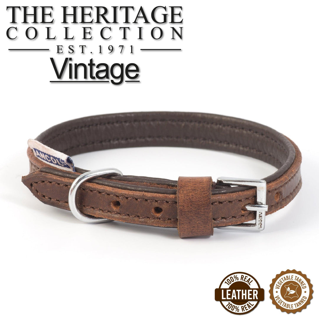 Ancol Vintage Leather Padded Collar 39-48cm Size 5