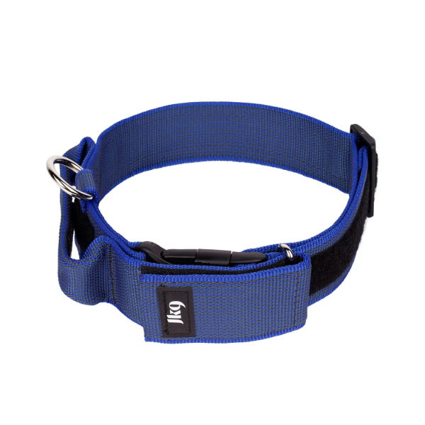 Julius-K9  Color & Grey Collar With Closable Handle & Safety Lock Variable Patches 50mm Blue