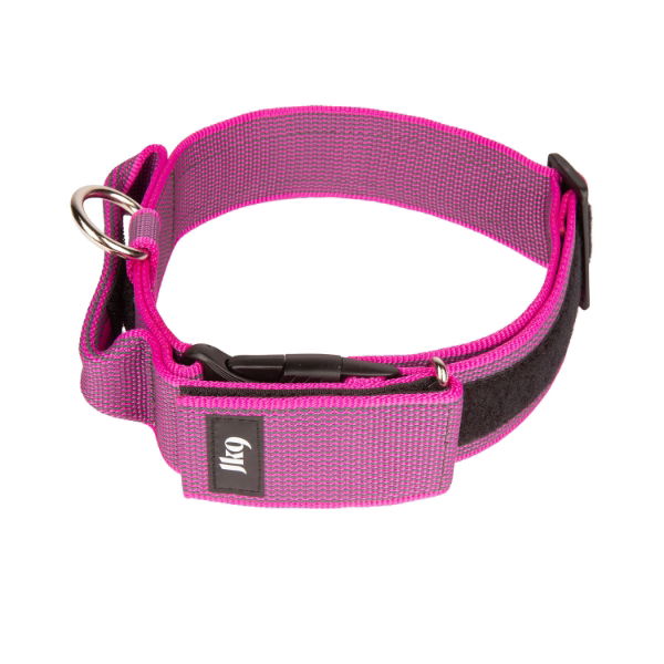 Julius-K9  Color & Grey Collar With Closable Handle & Safety Lock Variable Patches 50mm Pink