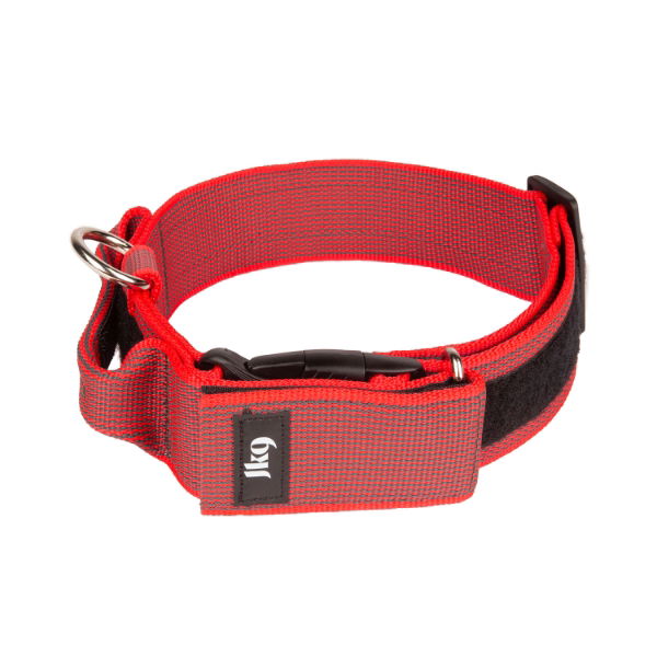 Julius-K9  Color & Grey Collar With Closable Handle & Safety Lock Variable Patches 50mm Red