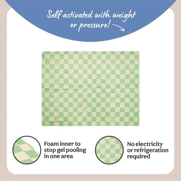Rosewood Green Checkered Cool Mat Medium, 65 X 50Cm