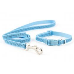Ancol Paw & Bone Collar & Lead Set Blue 20-30cm