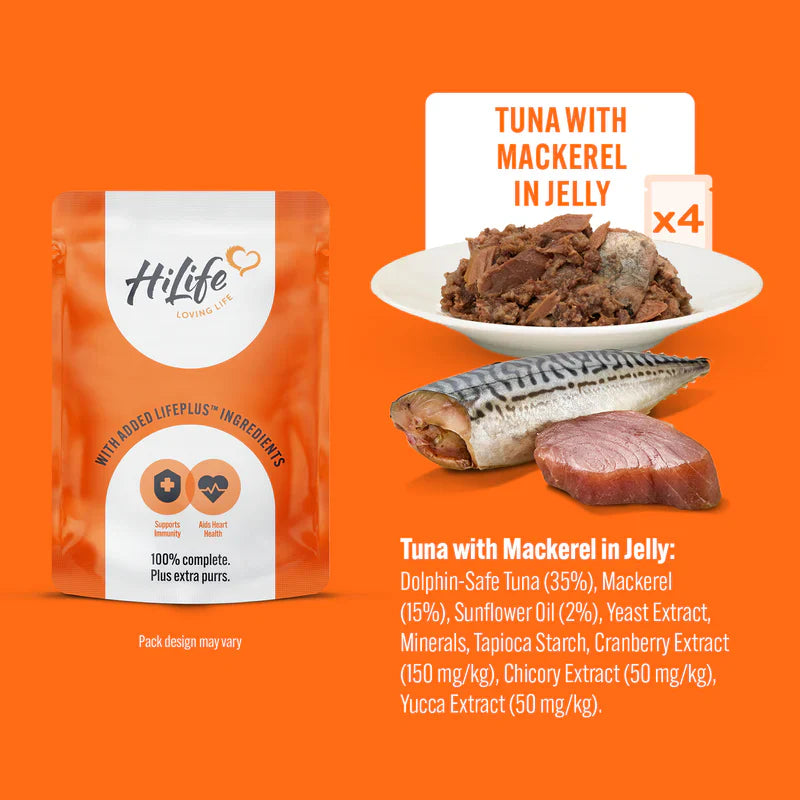 Hi Life Pouches Cat Tuna Recipes in Jelly 8x70g