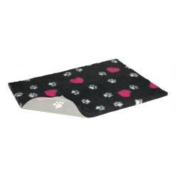 Vetbed Nonslip Charcoal with Cerise Hearts and White Paws 36x24"