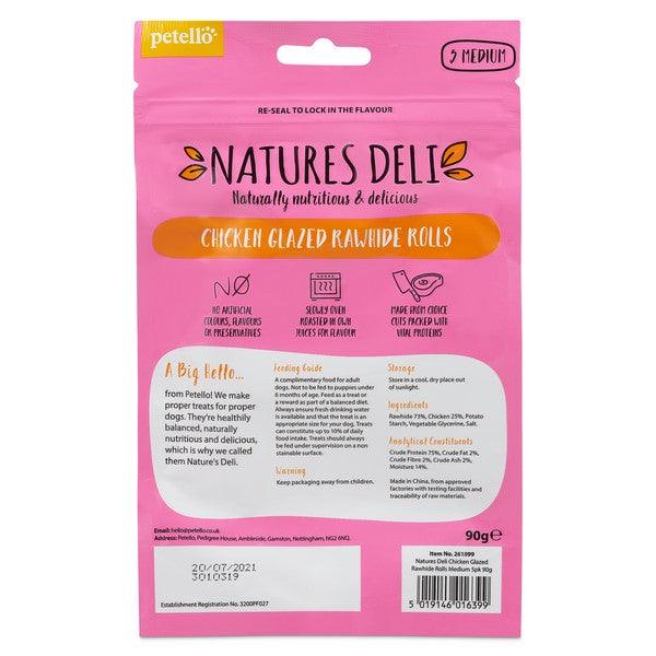 Natures Deli Chicken Glazed Rawhide Roll Med 5pk 90g Case of 10