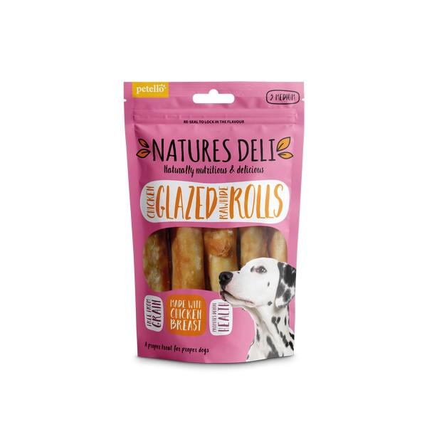 Natures Deli Chicken Glazed Rawhide Roll Med 5pk 90g Case of 10