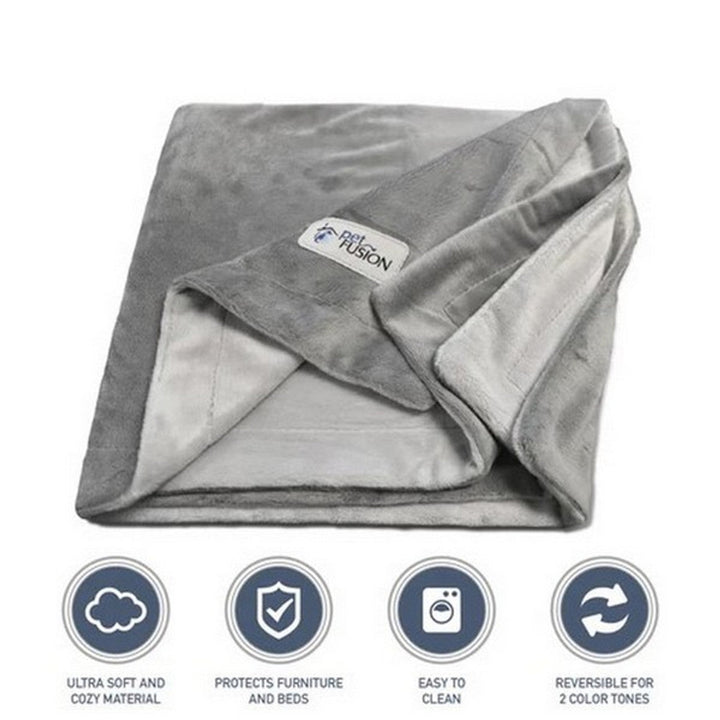 PetFusion Premium Pet Blanket XL Grey Reversible Micro Plush