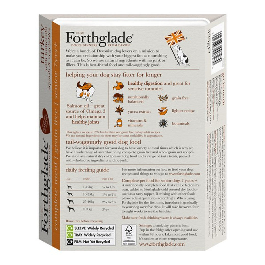 Forthglade 7+ Senior Dog Complete Meal grain Free Turkey & Veg 18 X 395g