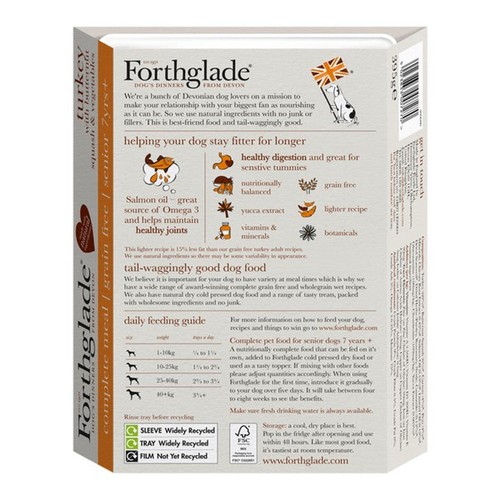 Forthglade 7+ Senior Dog Complete Meal grain Free Turkey & Veg 18 X 395g