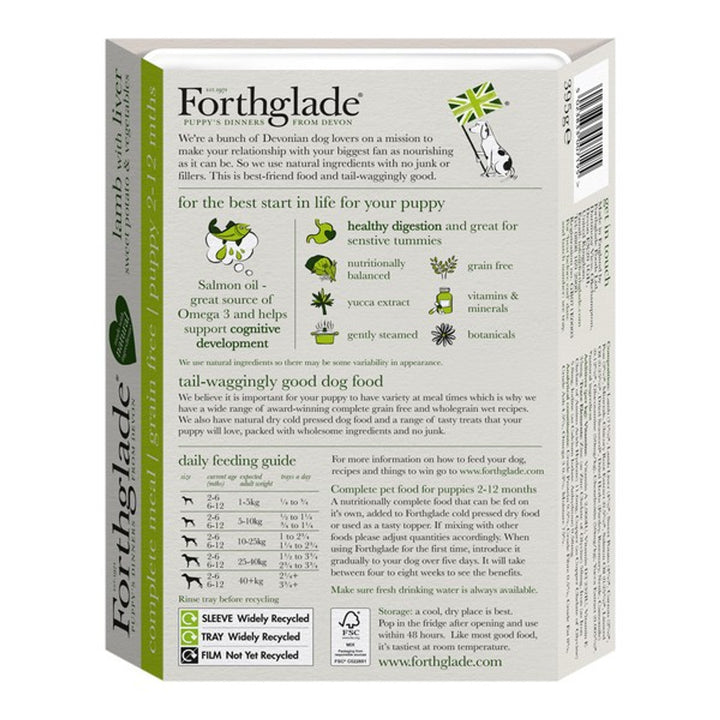 Forthglade 2-12 Months Puppy Complete Meal grain Free Lamb & Liver 18 X 395g