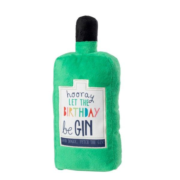 House of Paws Green Birthday Gin plush dog toy with plastic squeaker - H28 - Ormskirk Pets