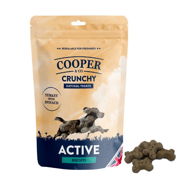Cooper &amp; Co Crunchy Biscuit Active Turkey with Spinach 135g
