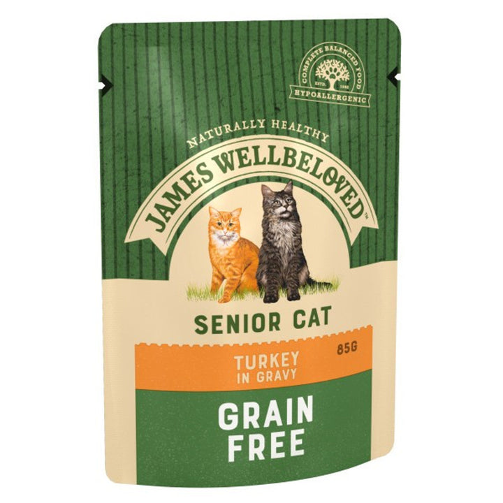 James Wellbeloved Senior Cat Grain Free Turkey In Gravy 12 X 85G