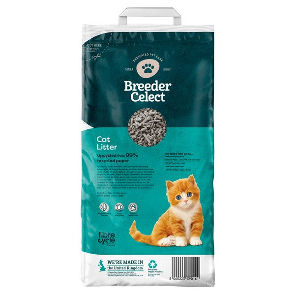 Breeder Celect Recycled Paper Cat Litter, 25LTR