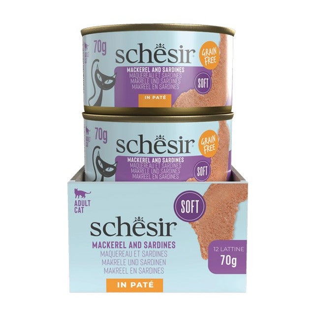 Schesir Grill Pate Cat Can Mackerel and Sardines 70g x 12