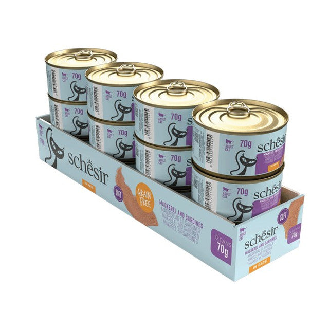 Schesir Grill Pate Cat Can Mackerel and Sardines 70g x 12