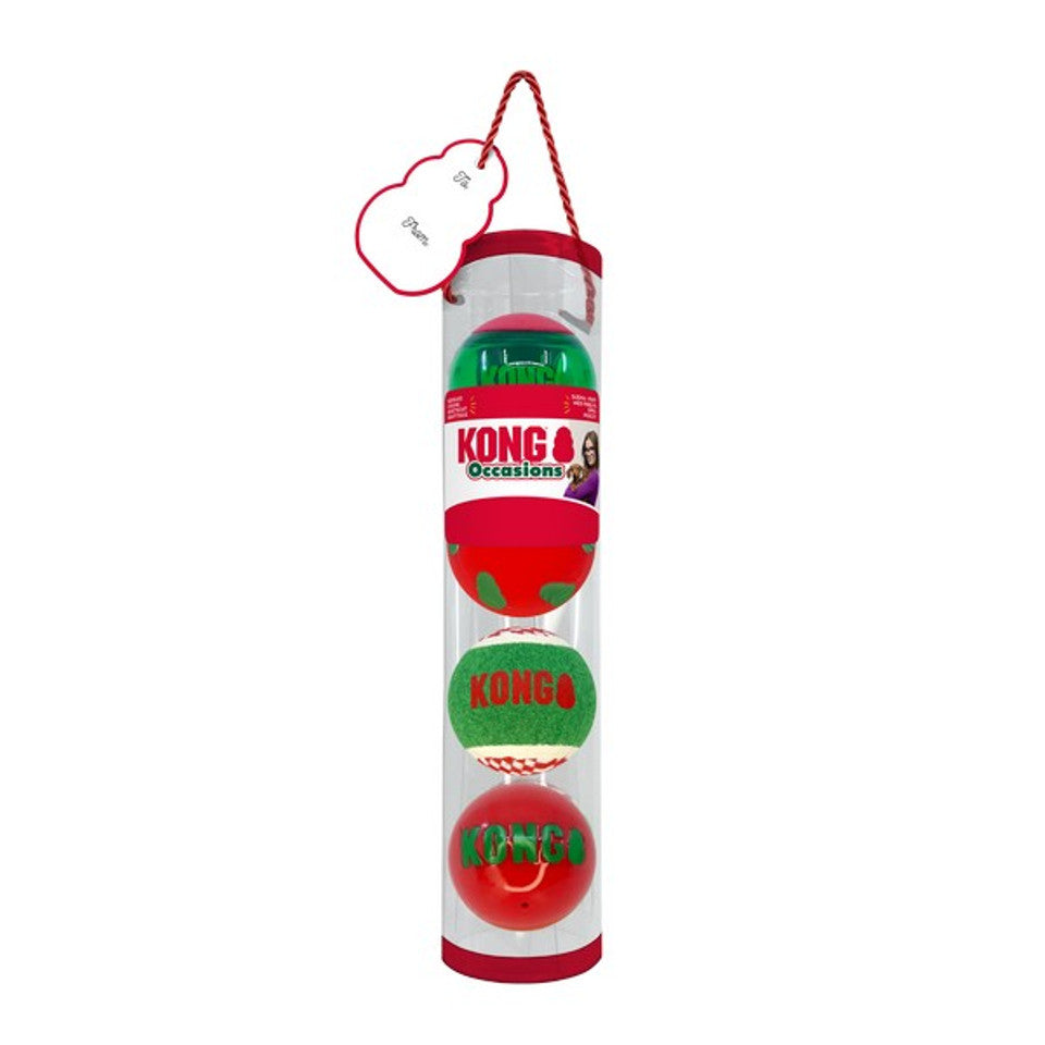 KONG Holiday Occasions Balls 4pk Medium