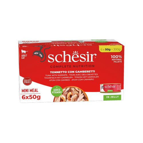 Schesir Tuna with Shrimp In Jelly Complete and Balanced 6X50g