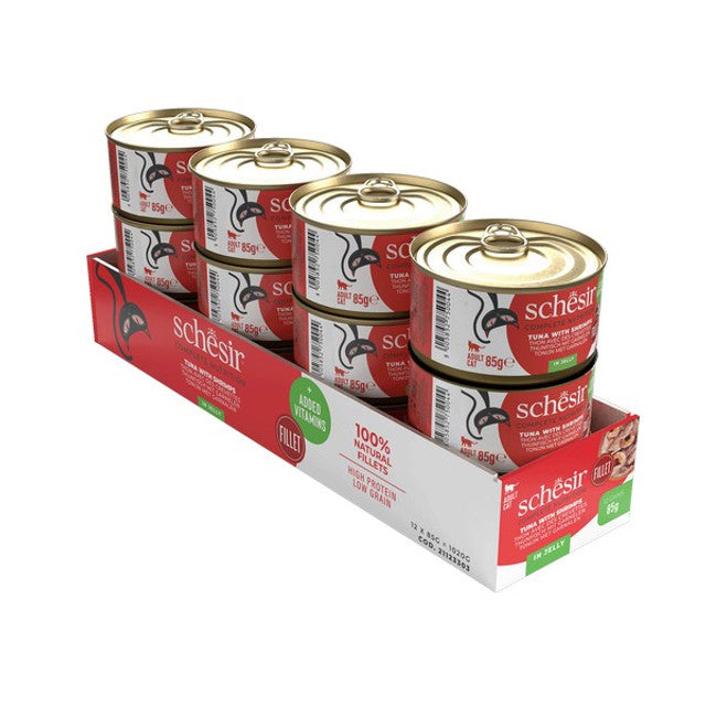 Schesir Tuna with Shrimps In Jelly Complete and Balanced 85g x 12