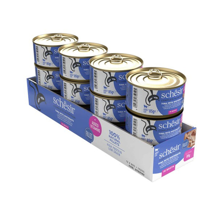 Schesir Tuna with Whitebaits In Broth Complete and Balanced 85g x 12