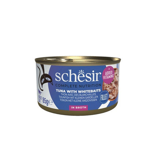Schesir Tuna with Whitebaits In Broth Complete and Balanced 85g x 12