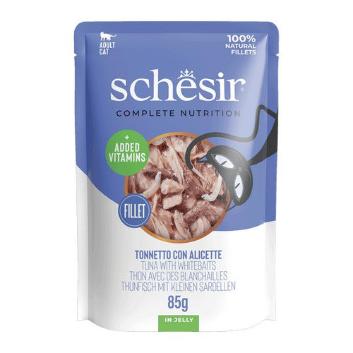 Schesir Tuna with Whitebaits In Jelly Pouch Complete and Balanced 85g x 12