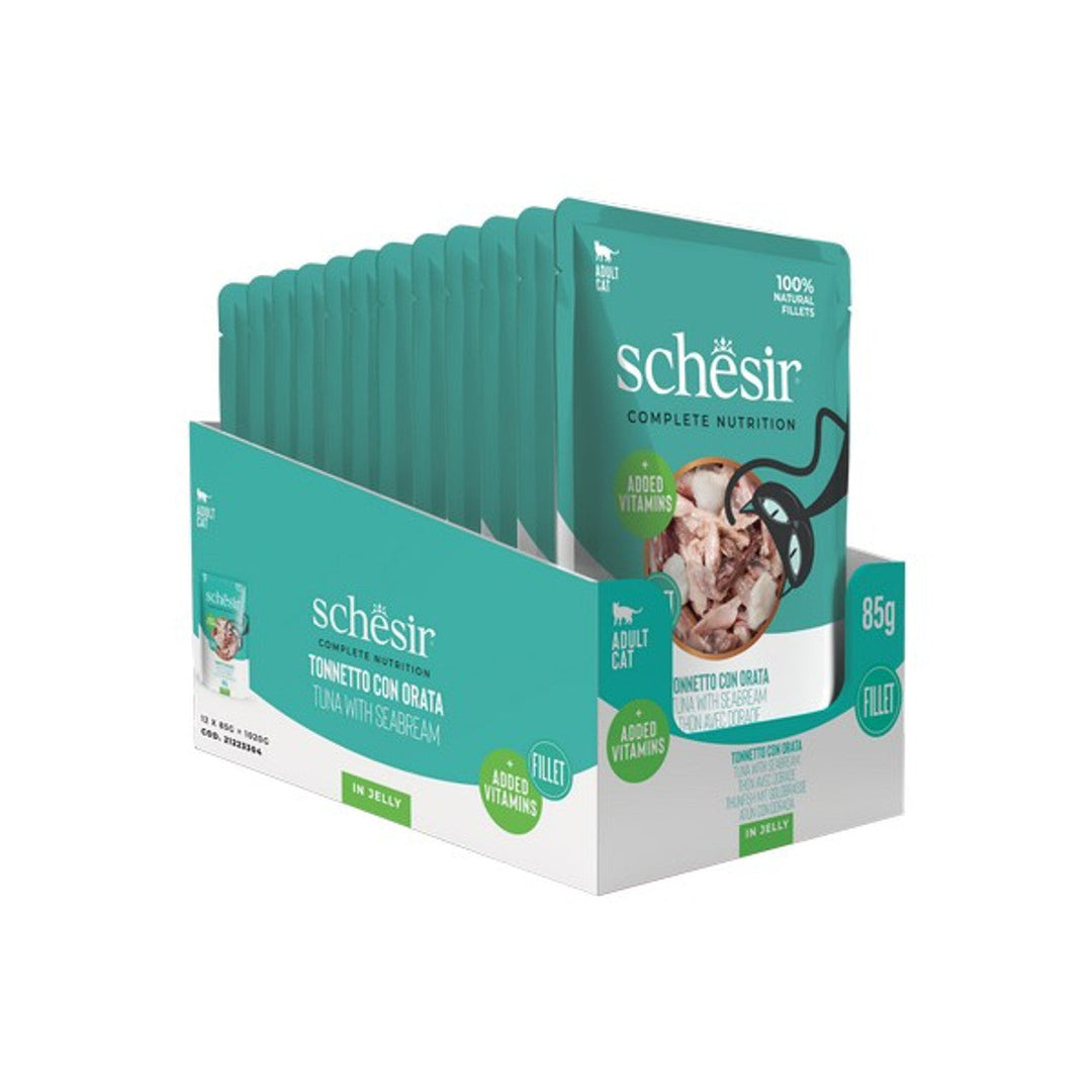 Schesir Tuna with Seabream In Jelly Pouch Complete and Balanced 85g x 12
