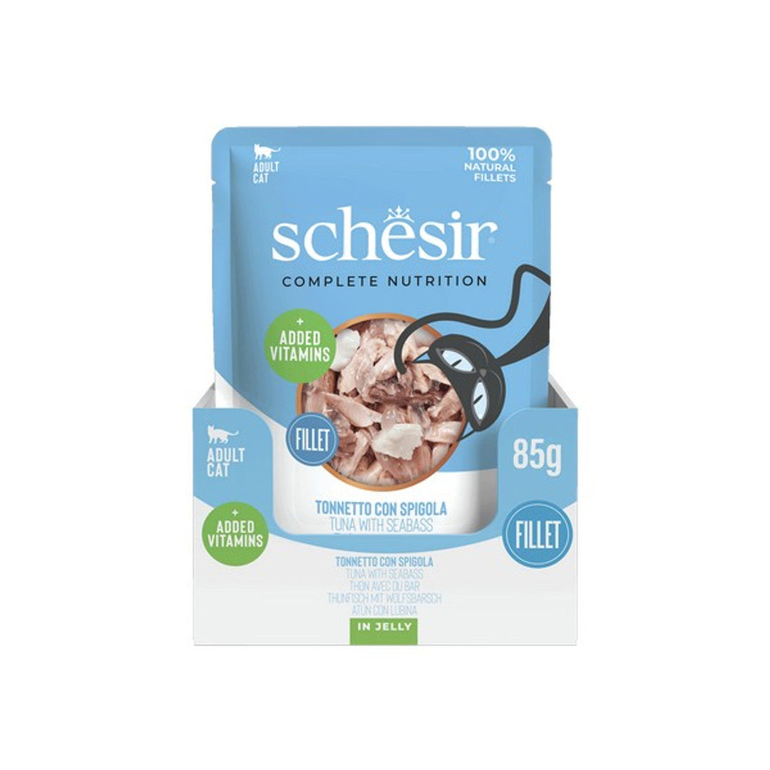 Schesir Tuna with Seabass In Jelly Pouch Complete and Balanced 85g x 12