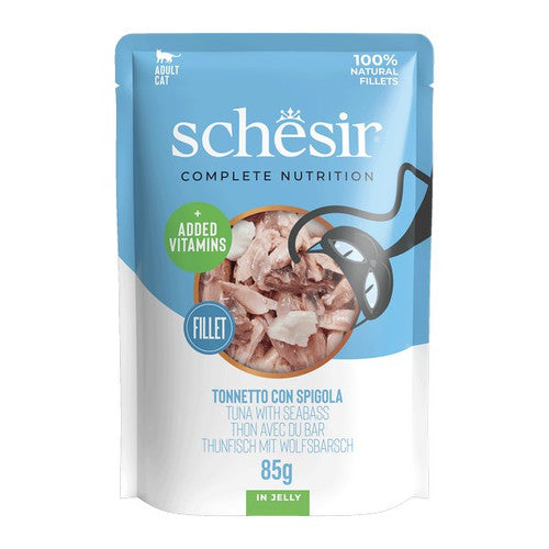 Schesir Tuna with Seabass In Jelly Pouch Complete and Balanced 85g x 12