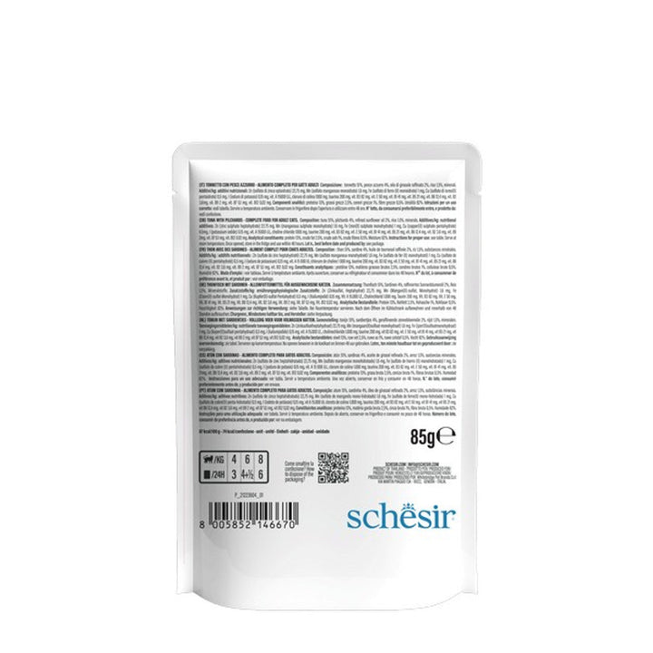Schesir Tuna with Pilchards In Jelly Pouch Complete and Balanced 85g x 12