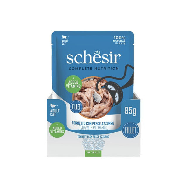 Schesir Tuna with Pilchards In Jelly Pouch Complete and Balanced 85g x 12