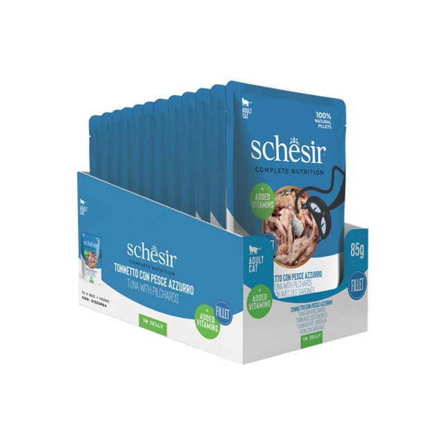 Schesir Tuna with Pilchards In Jelly Pouch Complete and Balanced 85g x 12
