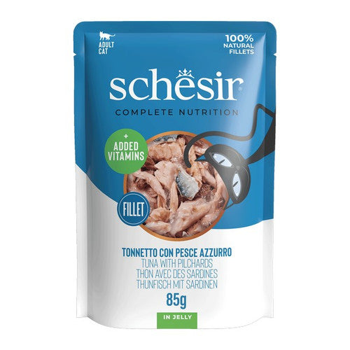 Schesir Tuna with Pilchards In Jelly Pouch Complete and Balanced 85g x 12